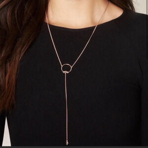Luv AJ full bloom lariat-style necklace rose gold